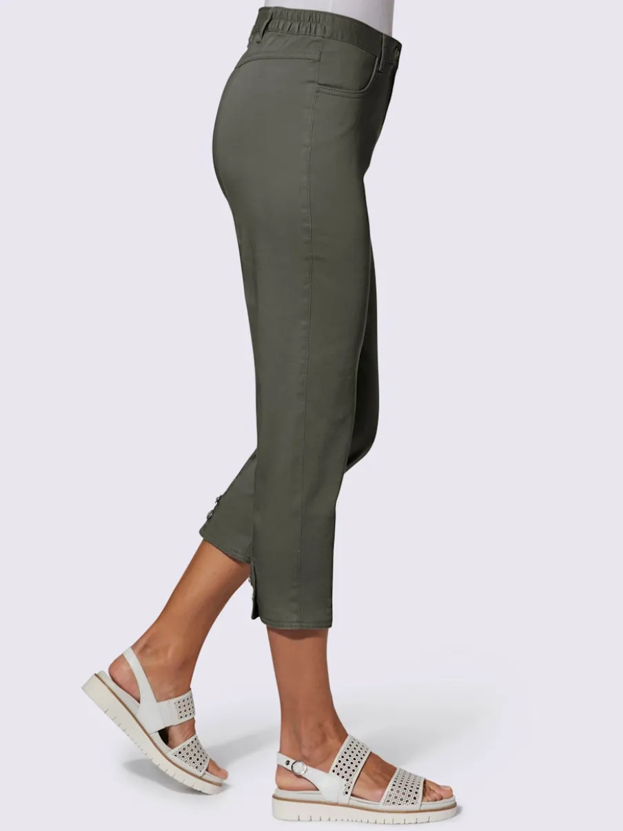 Pantalon 7/8 avec ceinture et fente arrondie deux boutons