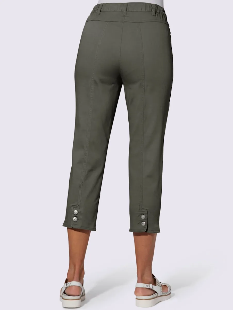 Pantalon 7/8 avec ceinture et fente arrondie deux boutons