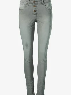 Pantalon boyfriend coupe droite cinq poches en élasthanne