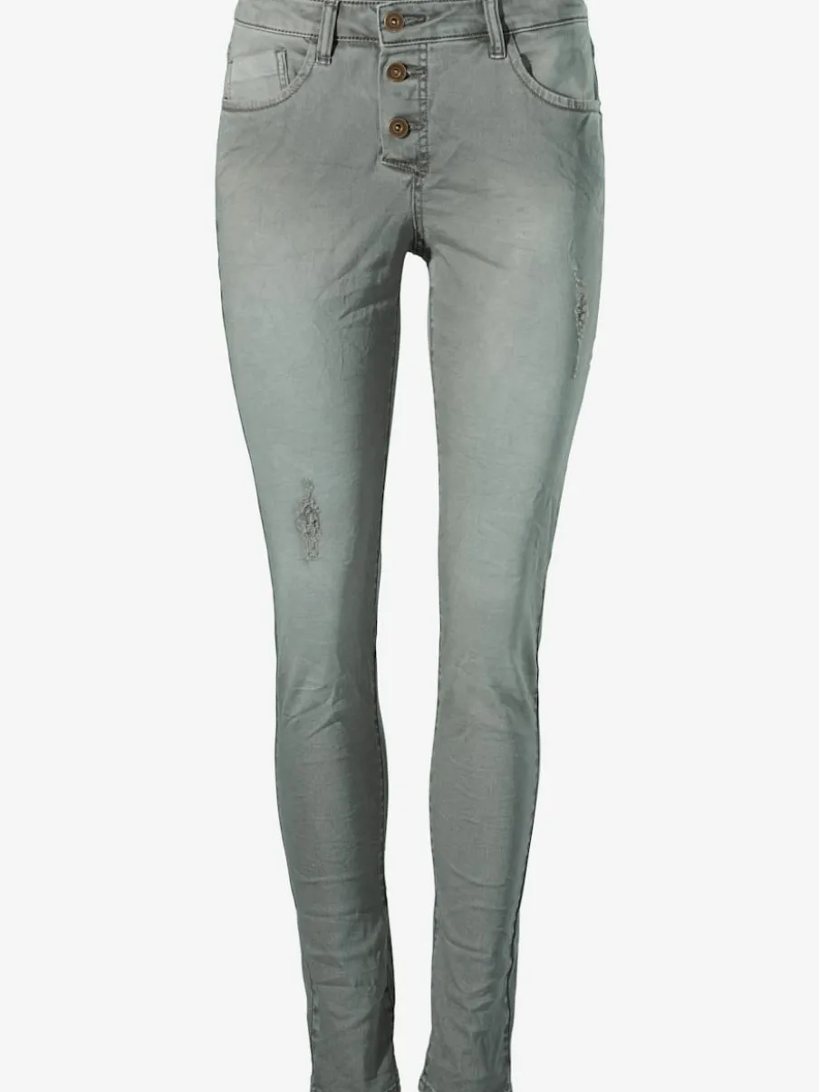 Pantalon boyfriend coupe droite cinq poches en élasthanne