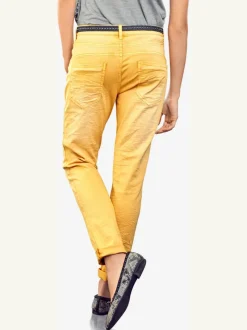 Pantalon boyfriend coupe droite cinq poches en élasthanne