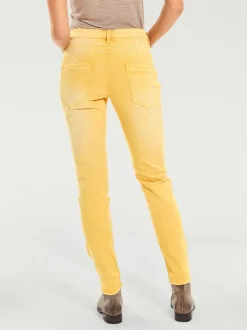 Pantalon boyfriend coupe droite cinq poches en élasthanne