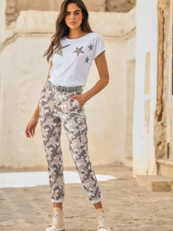 Pantalon cargo avec poches et motif camouflage coton