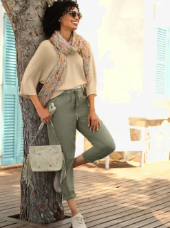 Pantalon 7/8 ceinture contrastante