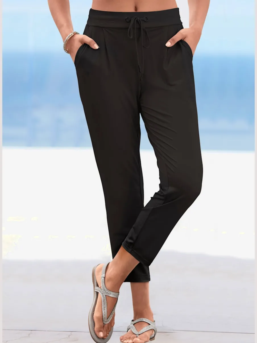 Pantalon ceinture élastique avec cordon et poches latérales fendues