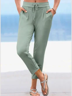 Pantalon ceinture élastique avec cordon et poches latérales fendues