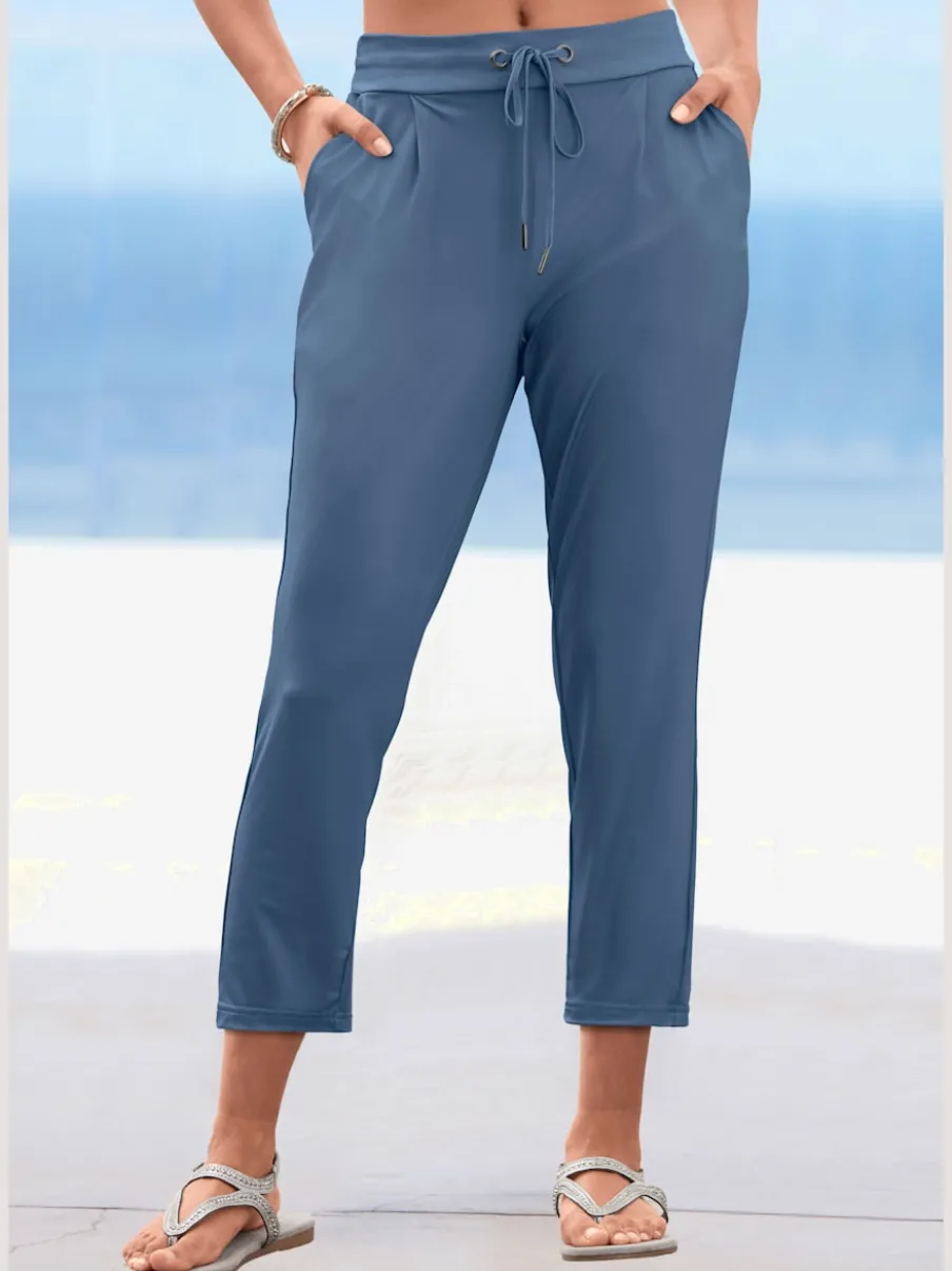 Pantalon ceinture élastique avec cordon et poches latérales fendues