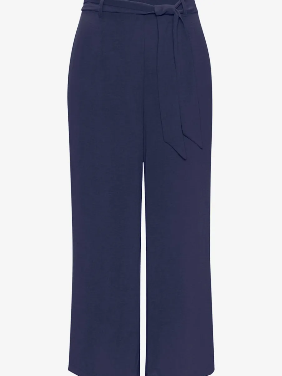 Pantalon à ceinture élastique avec jambes larges 7/8