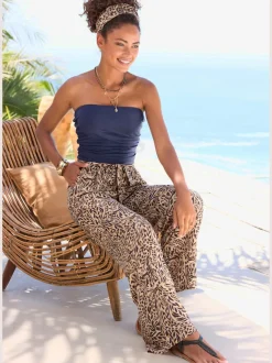 Pantalon à ceinture élastique douce avec poches latérales