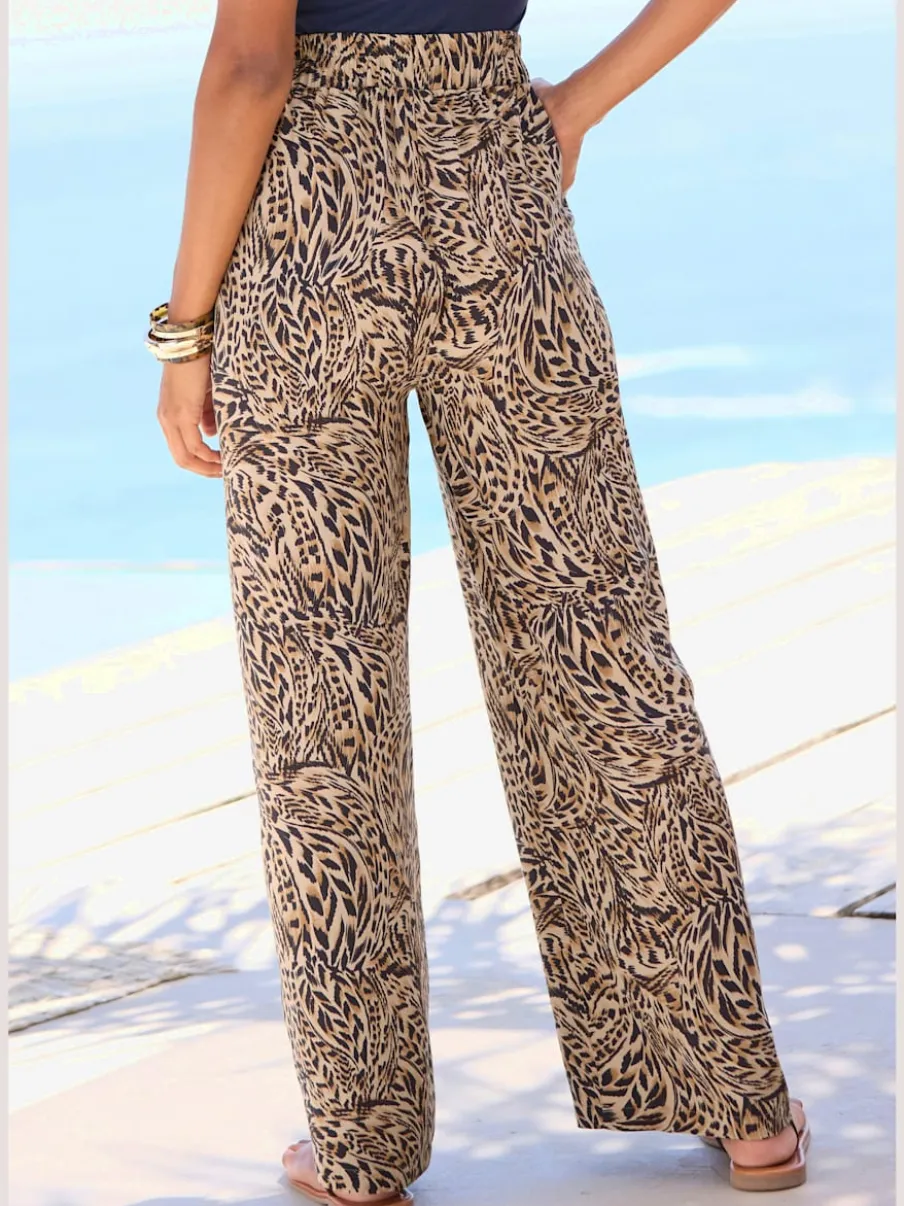 Pantalon à ceinture élastique douce avec poches latérales