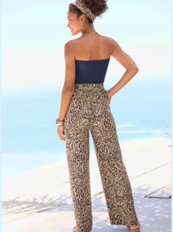 Pantalon à ceinture élastique douce avec poches latérales
