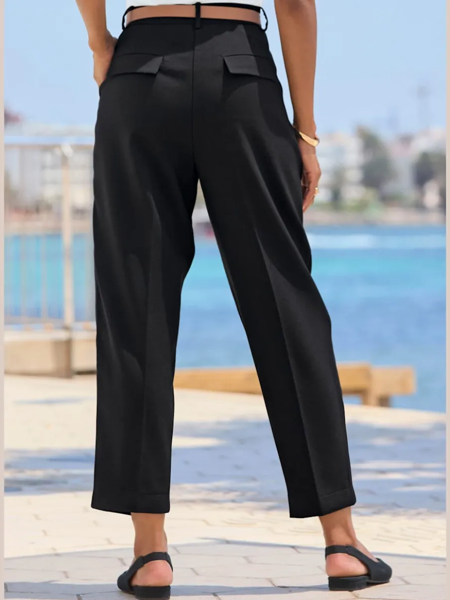 Pantalon à ceinture étroite avec poches fendues et jambes étroites