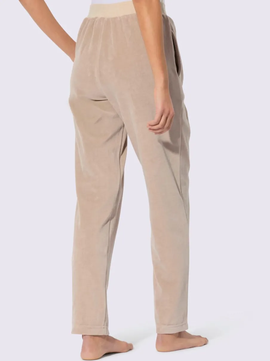 Pantalon chandail en velours ras avec ceinture élastique scintillante et poches