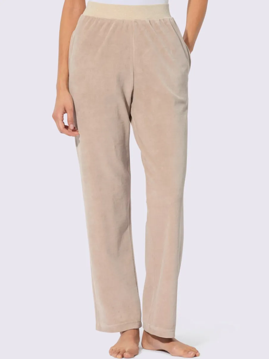 Pantalon chandail en velours ras avec ceinture élastique scintillante et poches