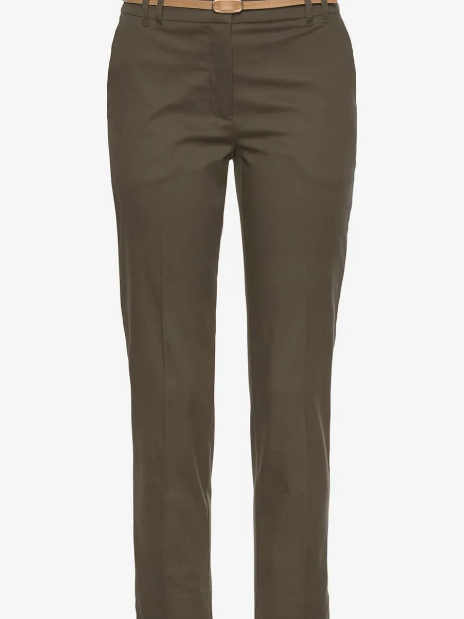 Pantalon chino décontracté avec ceinture imitation cuir et poches