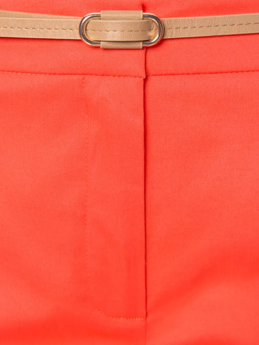 Pantalon chino décontracté avec ceinture imitation cuir et poches