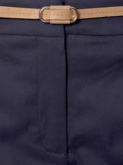 Pantalon chino décontracté avec ceinture imitation cuir et poches