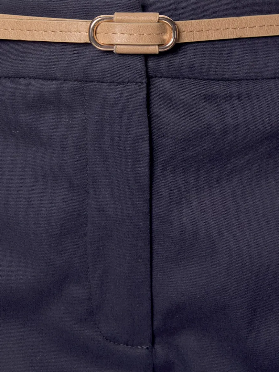 Pantalon chino décontracté avec ceinture imitation cuir et poches