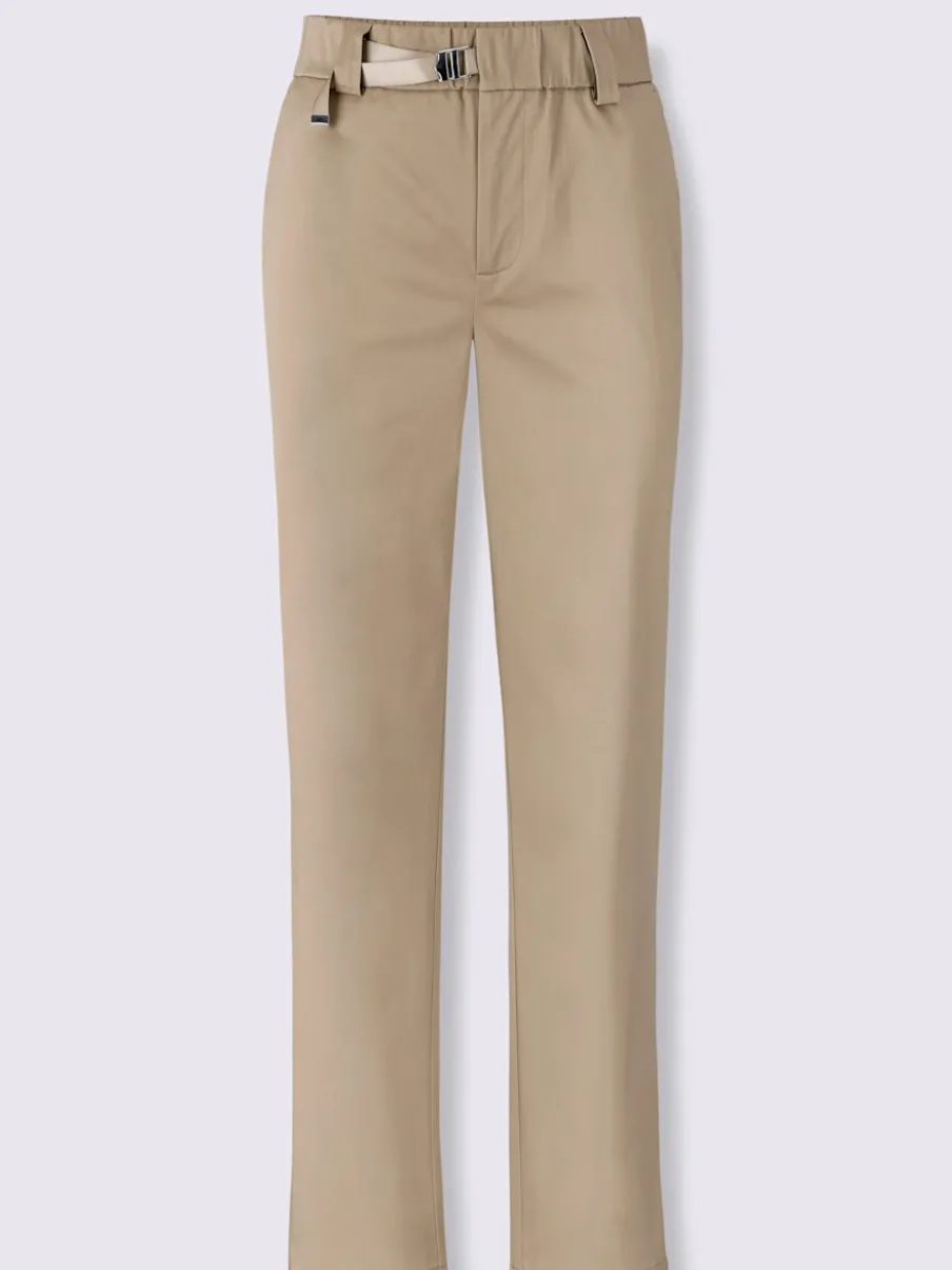 Pantalon chino en coton avec ceinture à fermeture innovante
