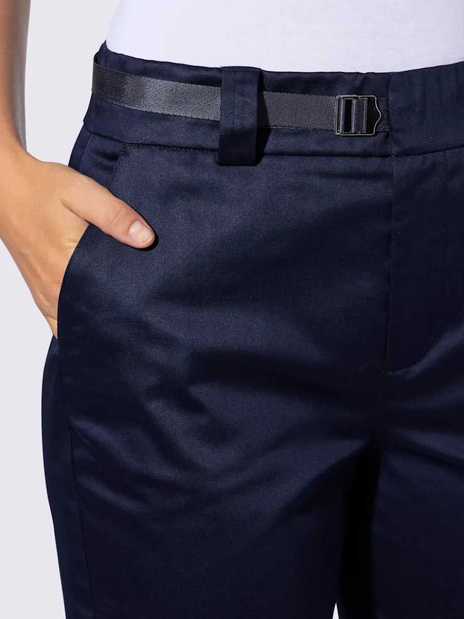 Pantalon chino en coton avec ceinture à fermeture innovante