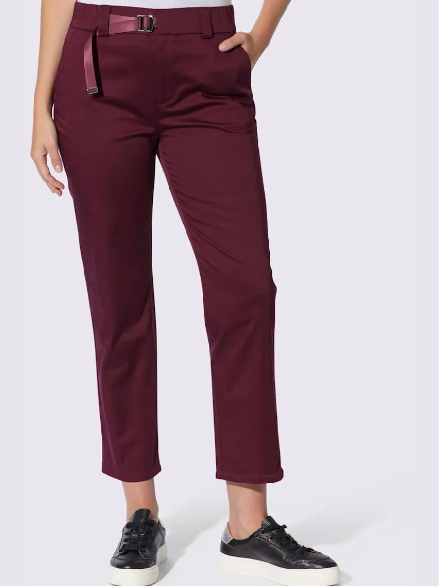 Pantalon chino en coton avec ceinture à fermeture innovante