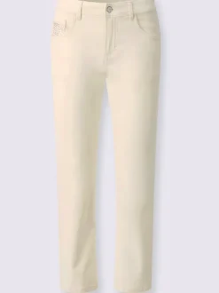 Pantalon cinq poches avec pierres brillantes fantaisie
