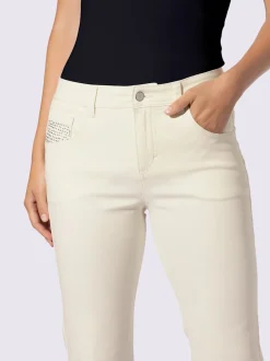 Pantalon cinq poches avec pierres brillantes fantaisie