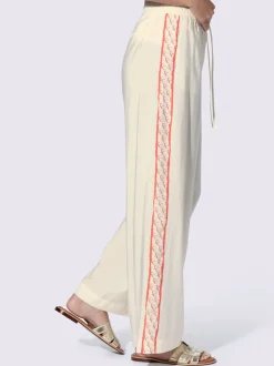 Pantalon confortable à rayures galon et ceinture élastique