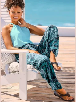 Pantalon coupe ample avec ceinture élastique et poches