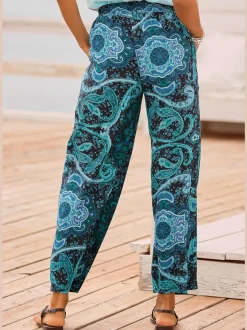 Pantalon coupe ample avec ceinture élastique et poches
