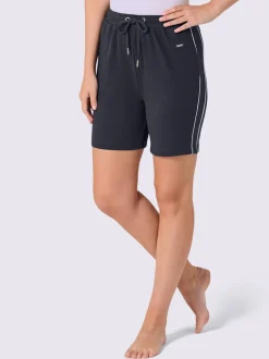 Pantalon court en matière sweat avec passepoil double sportif et ceinture élastique