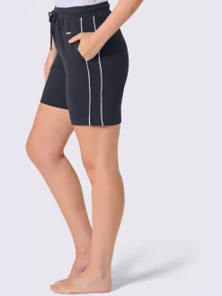 Pantalon court en matière sweat avec passepoil double sportif et ceinture élastique