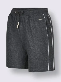 Pantalon court en matière sweat avec passepoil double sportif et ceinture élastique