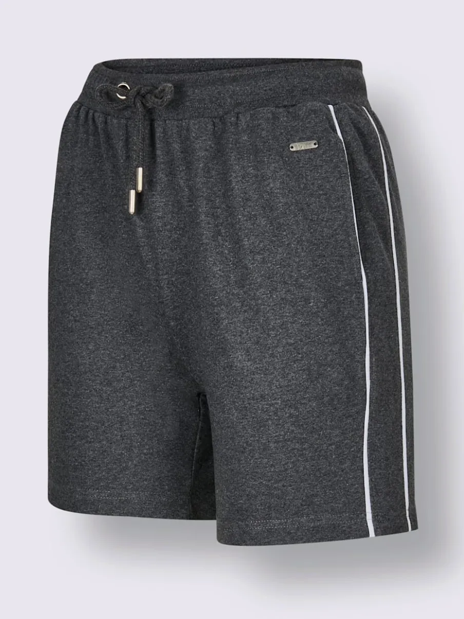 Pantalon court en matière sweat avec passepoil double sportif et ceinture élastique