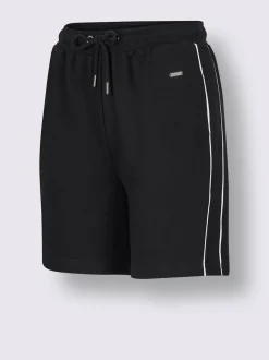 Pantalon court en matière sweat avec passepoil double sportif et ceinture élastique