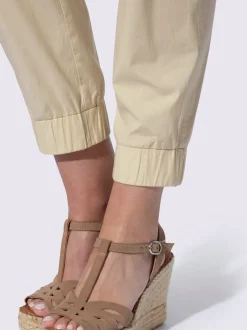 Pantalon décontracté à ceinture élastique avec poches et bordure raffinée