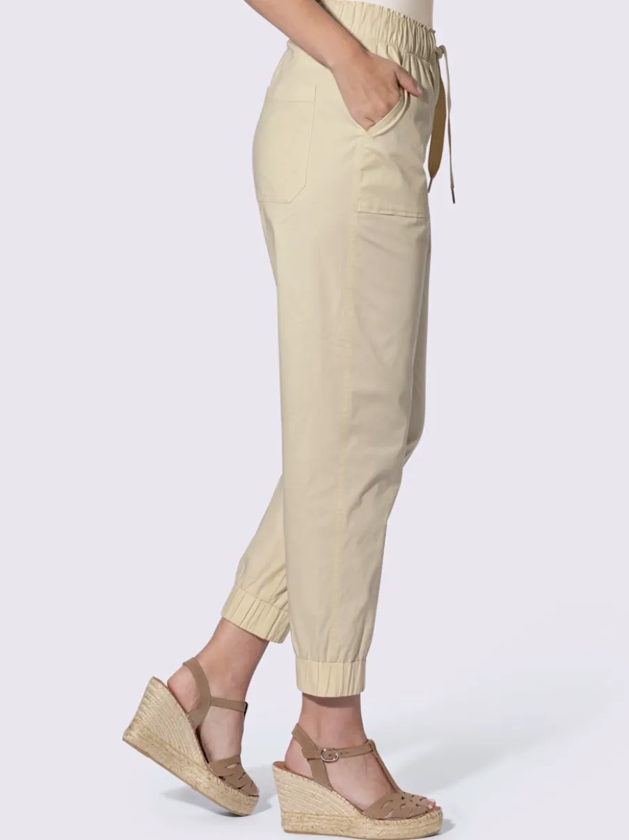 Pantalon décontracté à ceinture élastique avec poches et bordure raffinée