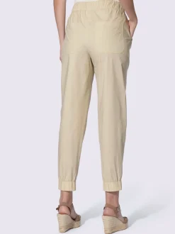 Pantalon décontracté à ceinture élastique avec poches et bordure raffinée
