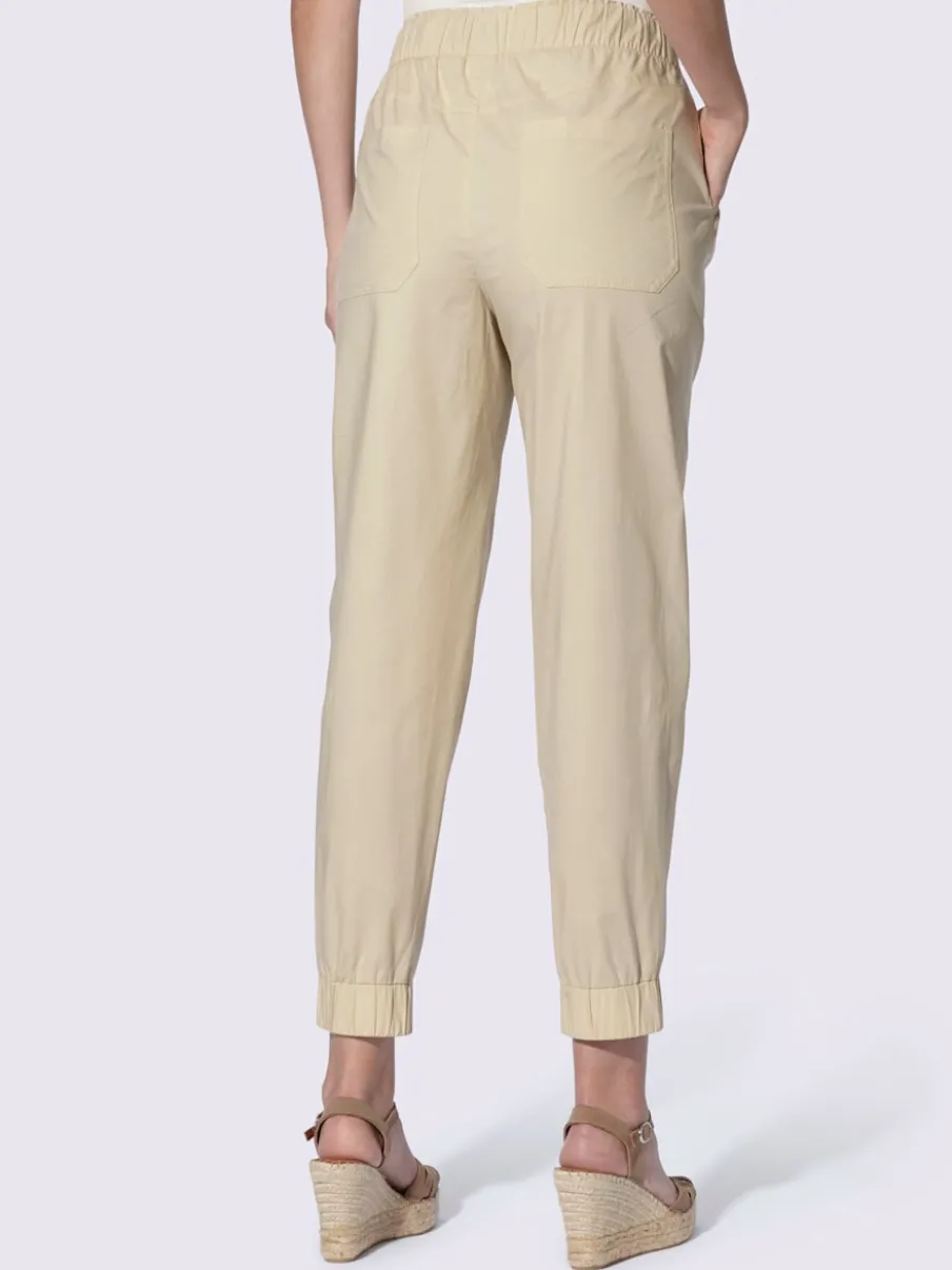 Pantalon décontracté à ceinture élastique avec poches et bordure raffinée