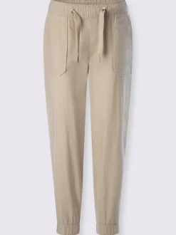 Pantalon décontracté à ceinture élastique avec poches et bordure raffinée