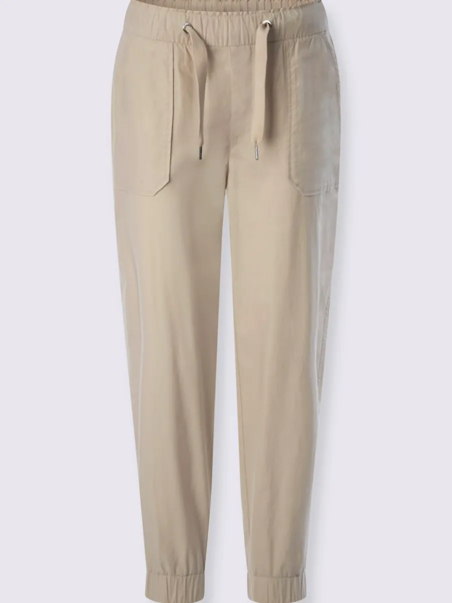 Pantalon décontracté à ceinture élastique avec poches et bordure raffinée