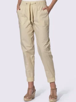 Pantalon décontracté à ceinture élastique avec poches et bordure raffinée