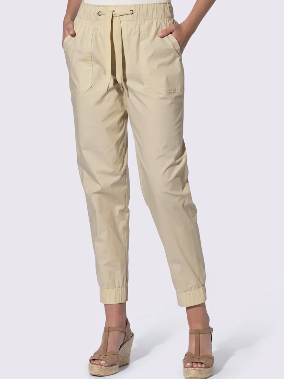 Pantalon décontracté à ceinture élastique avec poches et bordure raffinée