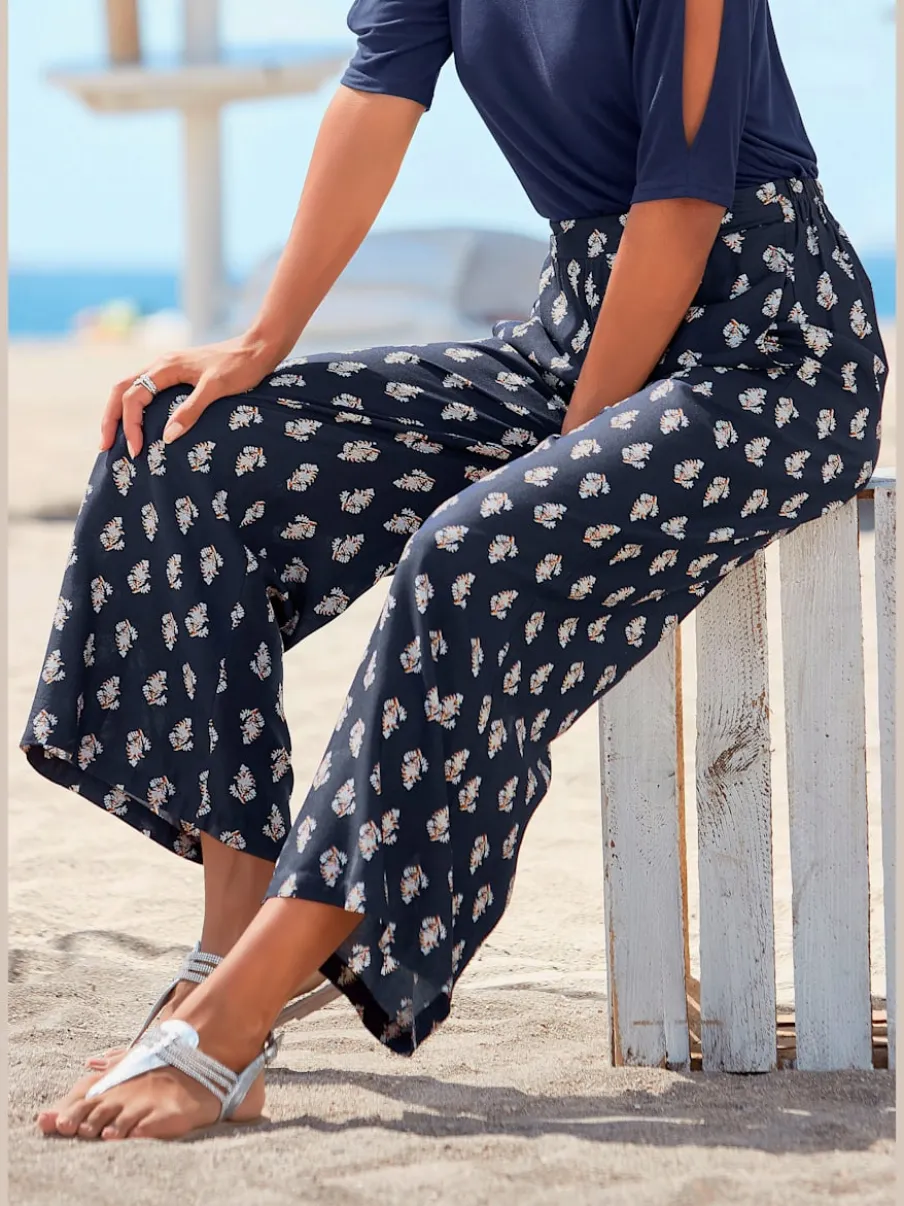 Pantalon décontracté imprimé avec ceinture élastique et poches