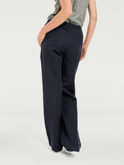 Pantalon décontracté à poches avec jambes larges