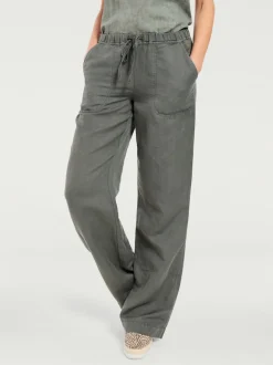 Pantalon décontracté à poches avec jambes larges