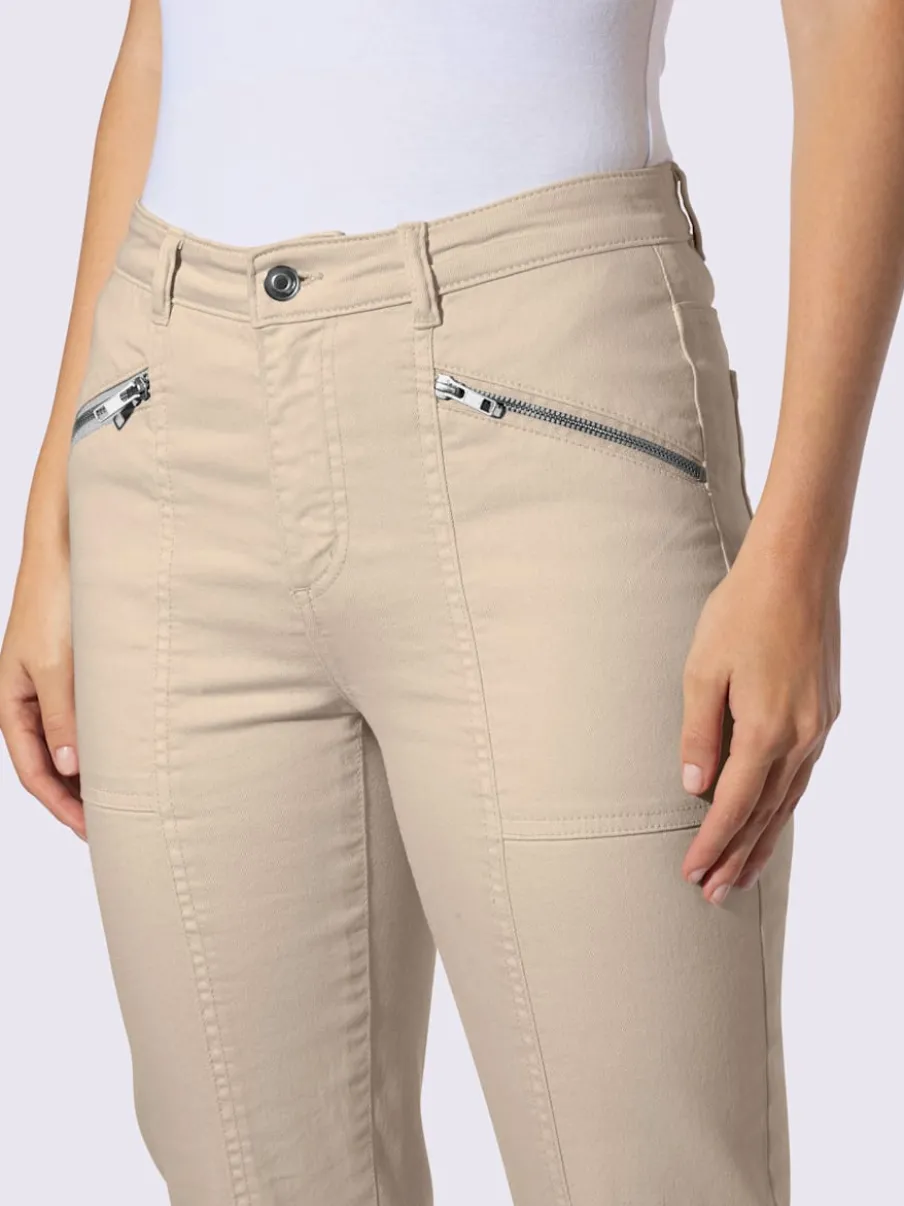 Pantalon décontracté à poches zippées en coton extensible