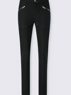 Pantalon décontracté à poches zippées en coton extensible