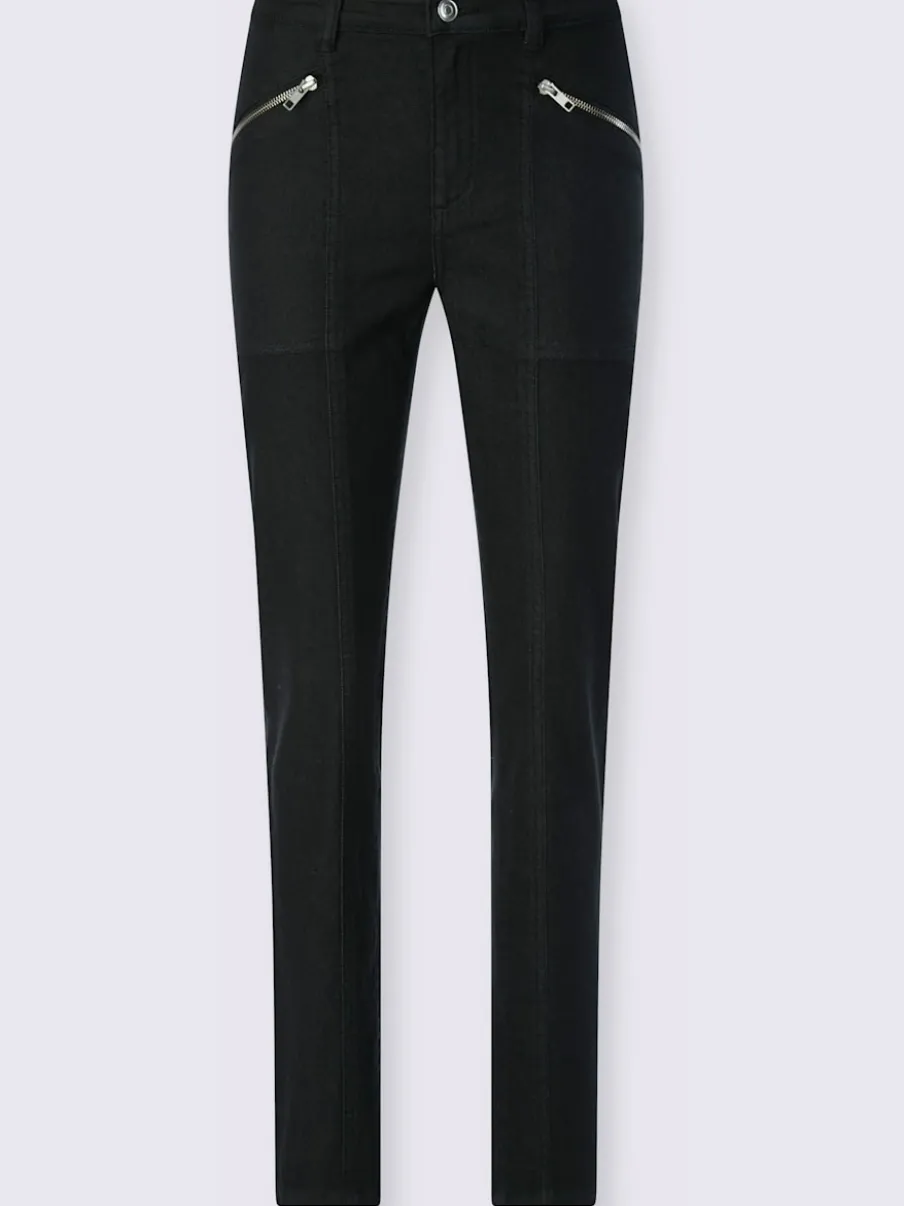 Pantalon décontracté à poches zippées en coton extensible
