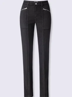 Pantalon décontracté à poches zippées en coton extensible